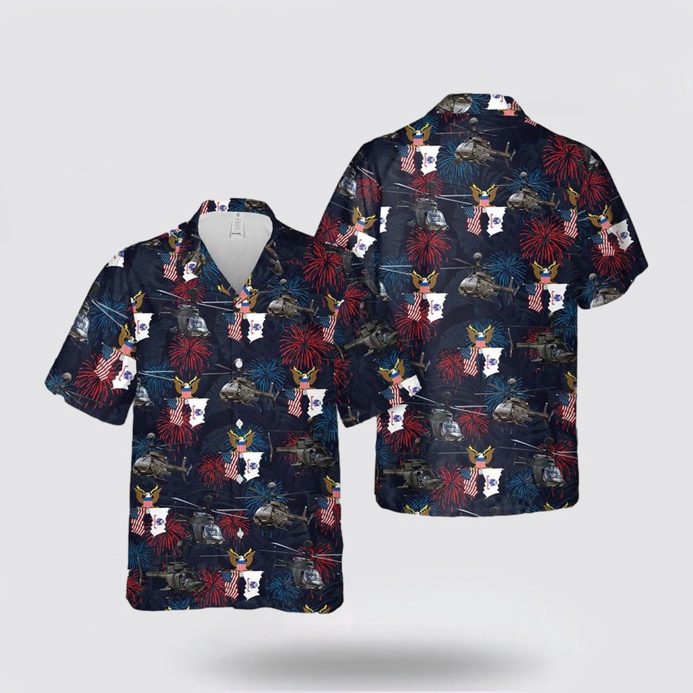 Army Hawaiian Shirt, US Army Bell OH-58 Kiowa Hawaiian Shirt, Military Hawaiian Shirt