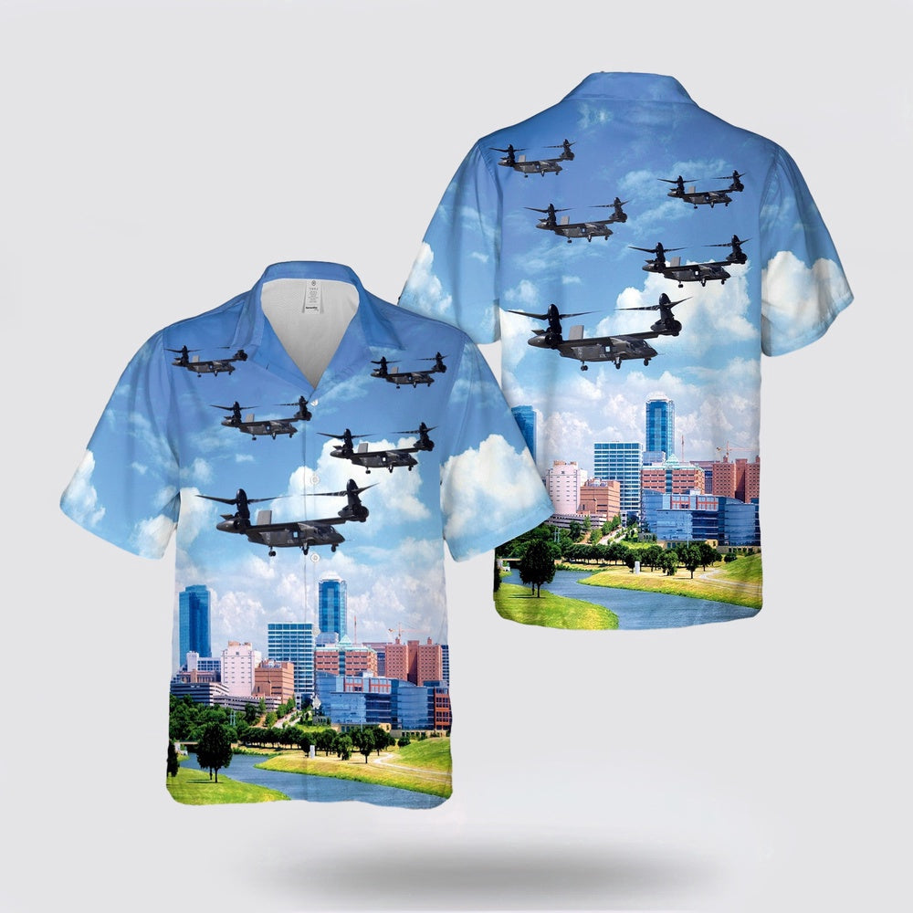 Army Hawaiian Shirt, US Army Bell V-280 Valor Flying Over Fort Worth, Texas Hawaiian Shirt, Military Hawaiian Shirt