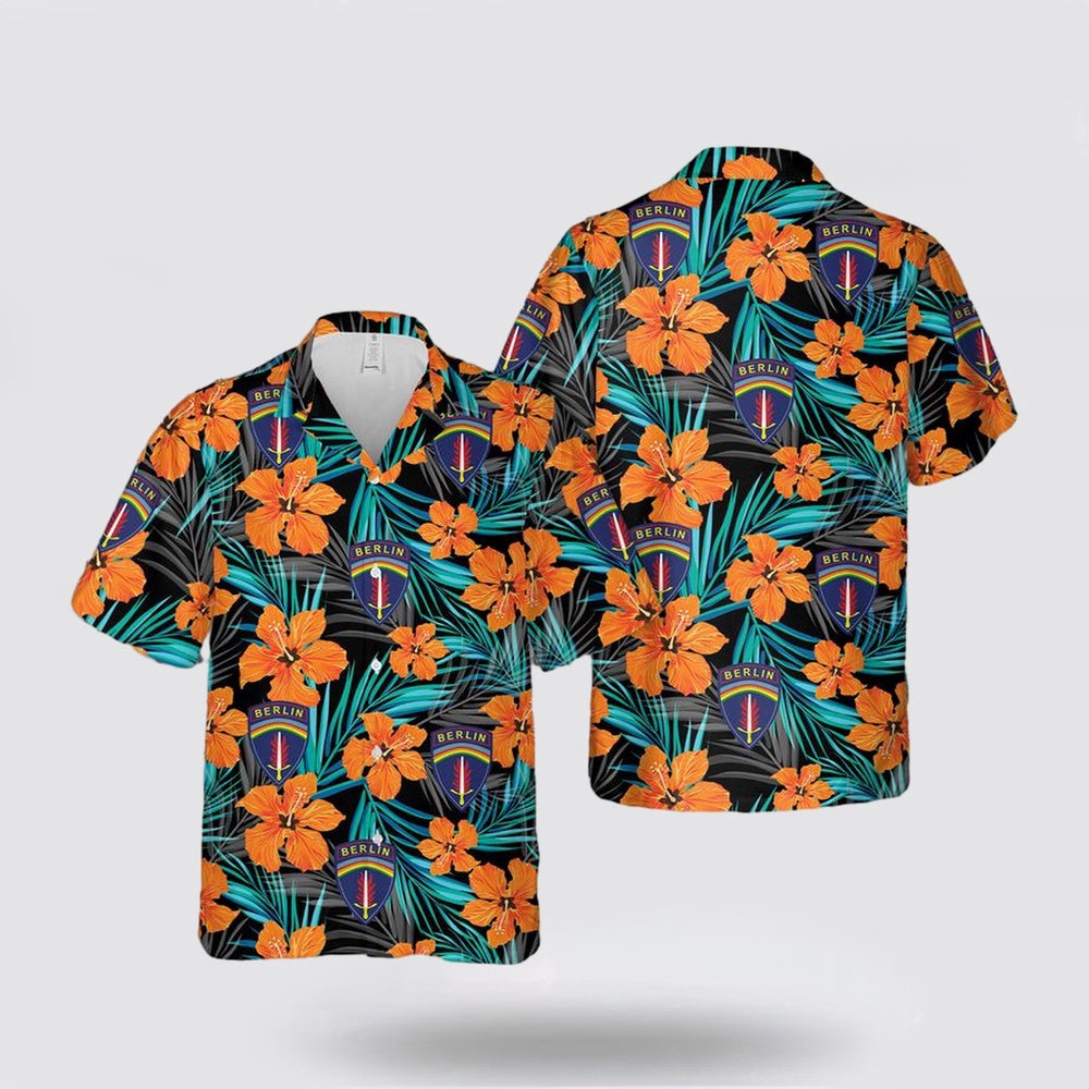 Army Hawaiian Shirt, US Army Berlin Brigade Hawaiian Shirt, Military Hawaiian Shirt