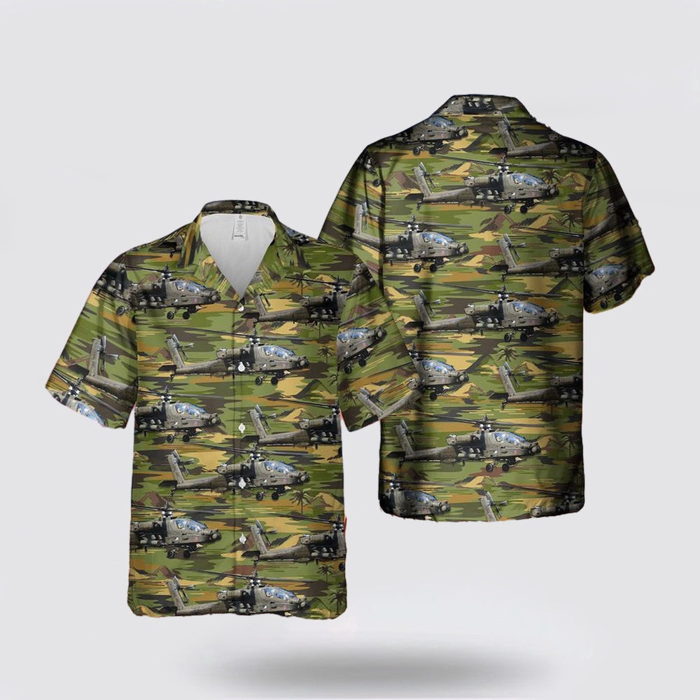 Army Hawaiian Shirt, US Army Boeing AH-64D Apache Hawaiian Shirt, Military Hawaiian Shirt