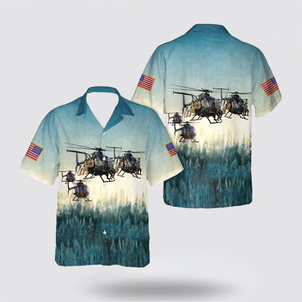Army Hawaiian Shirt, US Army Boeing AH-6 The Little Bird Hawaiian Shirt, Military Hawaiian Shirt