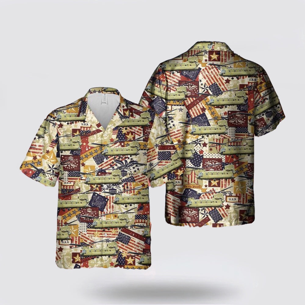 Army Hawaiian Shirt, US Army Boeing CH-47F Chinook Hawaiian Shirt, Military Hawaiian Shirt