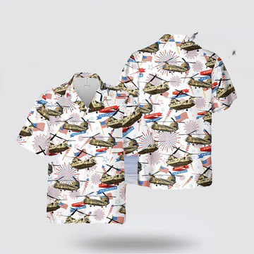 Army Hawaiian Shirt, US Army Boeing CH-47 Chinook 4th Of July Hawaiian Shirt, Military Hawaiian Shirt