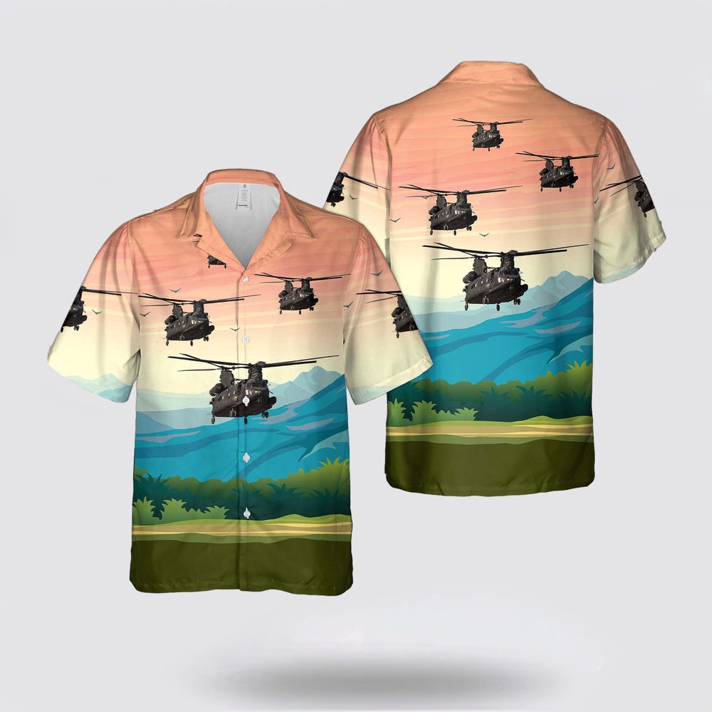 Army Hawaiian Shirt, US Army Boeing MH-47G Chinook (414) Hawaiian Shirt, Military Hawaiian Shirt