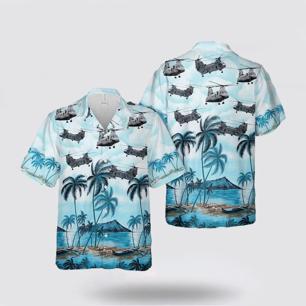 Army Hawaiian Shirt, US Army Boeing Vertol CH-46 Sea Knight Hawaiian Shirt, Military Hawaiian Shirt