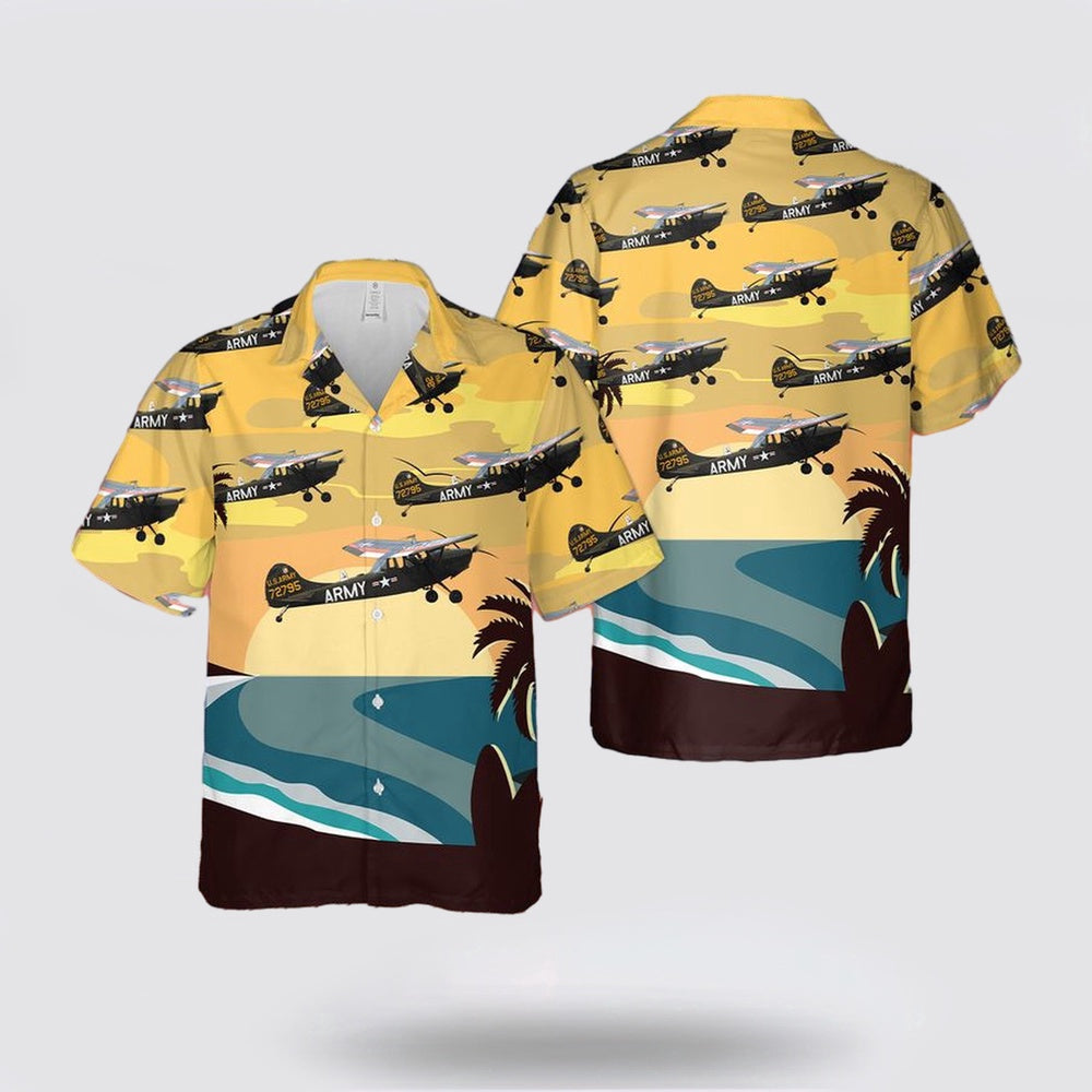 Army Hawaiian Shirt, US Army Cessna O-1 Bird Dog Hawaiian Shirt, Military Hawaiian Shirt