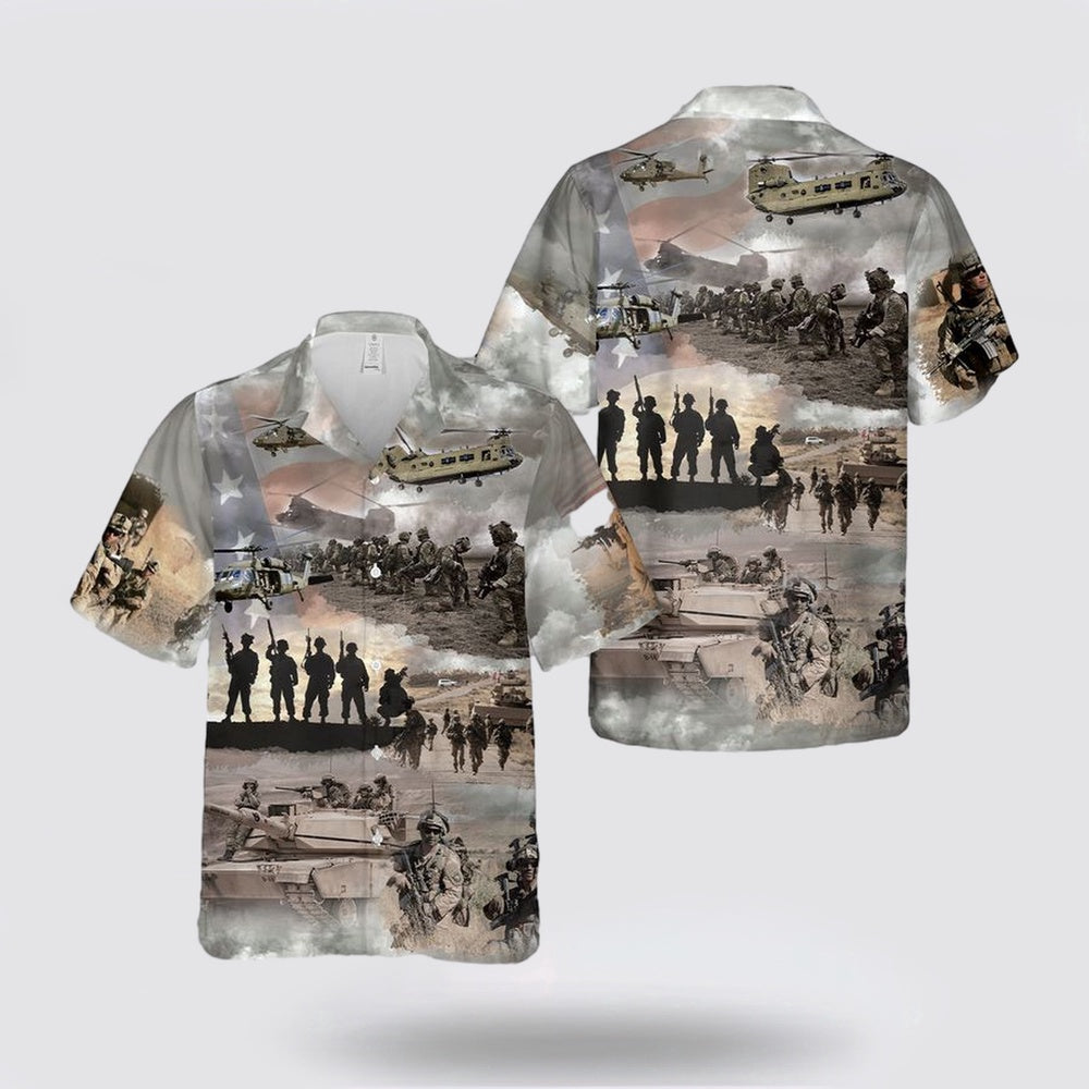 Army Hawaiian Shirt, US Army Collage Hawaiian Shirt