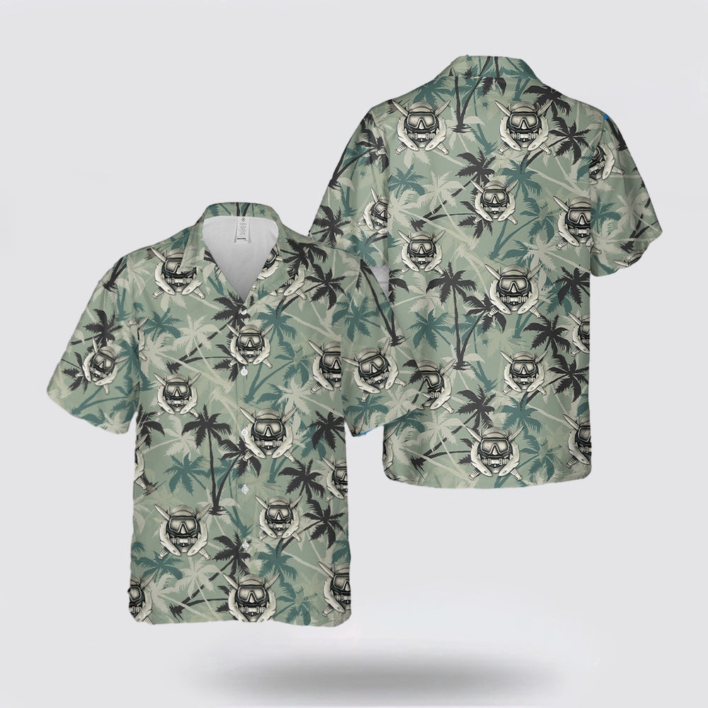 Army Hawaiian Shirt, US Army Current Army Special Operations Diver Badge Hawaiian Shirt, Military Hawaiian Shirt