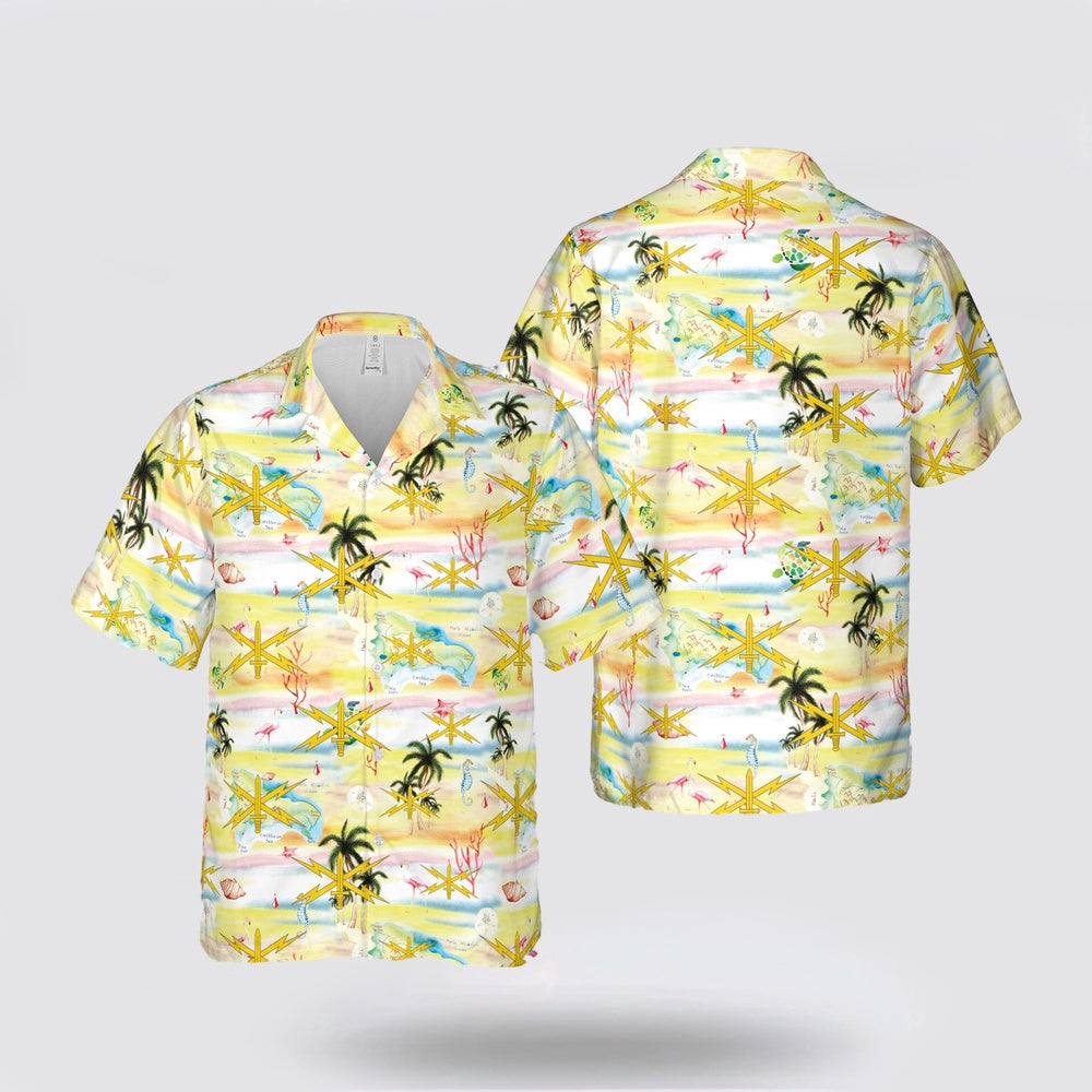 Army Hawaiian Shirt, US Army Cyber Corps Branch Insignia Hawaiian Shirt, Military Hawaiian Shirt