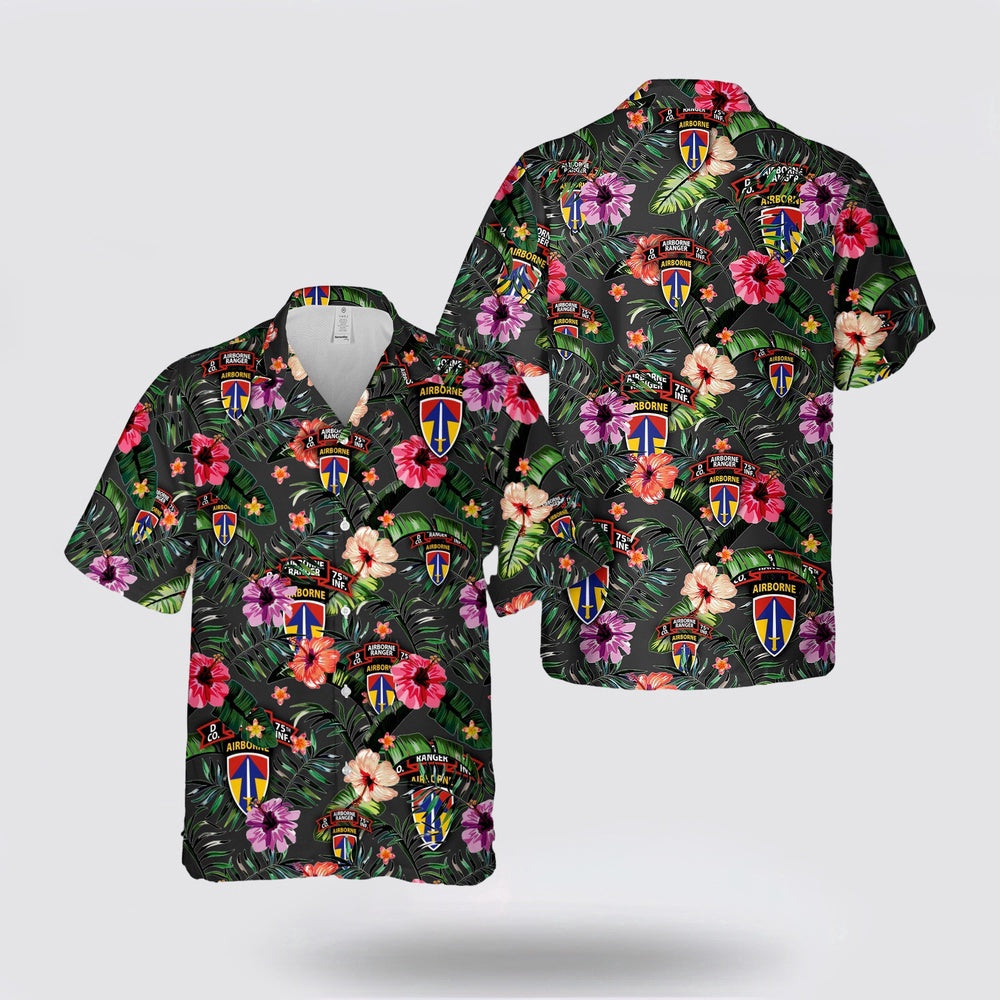 Army Hawaiian Shirt, US Army D Company (RANGER), 75th Infantry (AIRBORNE), 2nd Field Force Hawaiian Shirt, Military Hawaiian Shirt