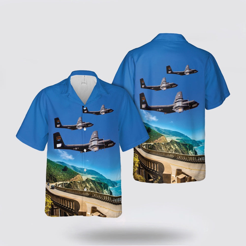 Army Hawaiian Shirt, US Army DeHavilland C-7 CV-2 Caribou Hawaiian Shirt, Military Hawaiian Shirt