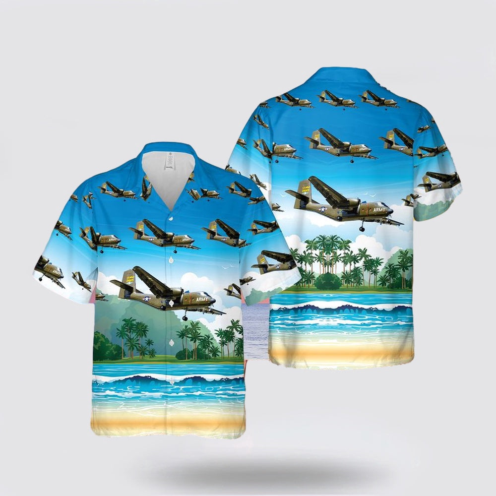 Army Hawaiian Shirt, US Army De Havilland Canada DHC-4 Caribou Hawaiian Shirt, Military Hawaiian Shirt