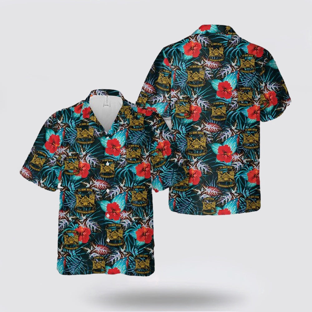 Army Hawaiian Shirt, US Army Diver Engineering Divers Hawaiian Shirt, Military Hawaiian Shirt