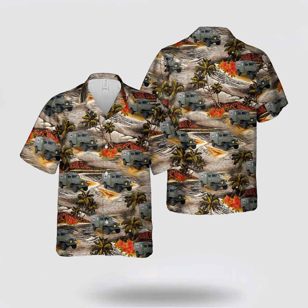 Army Hawaiian Shirt, US Army Dodge WC-27 Ambulance Hawaiian Shirt, Military Hawaiian Shirt