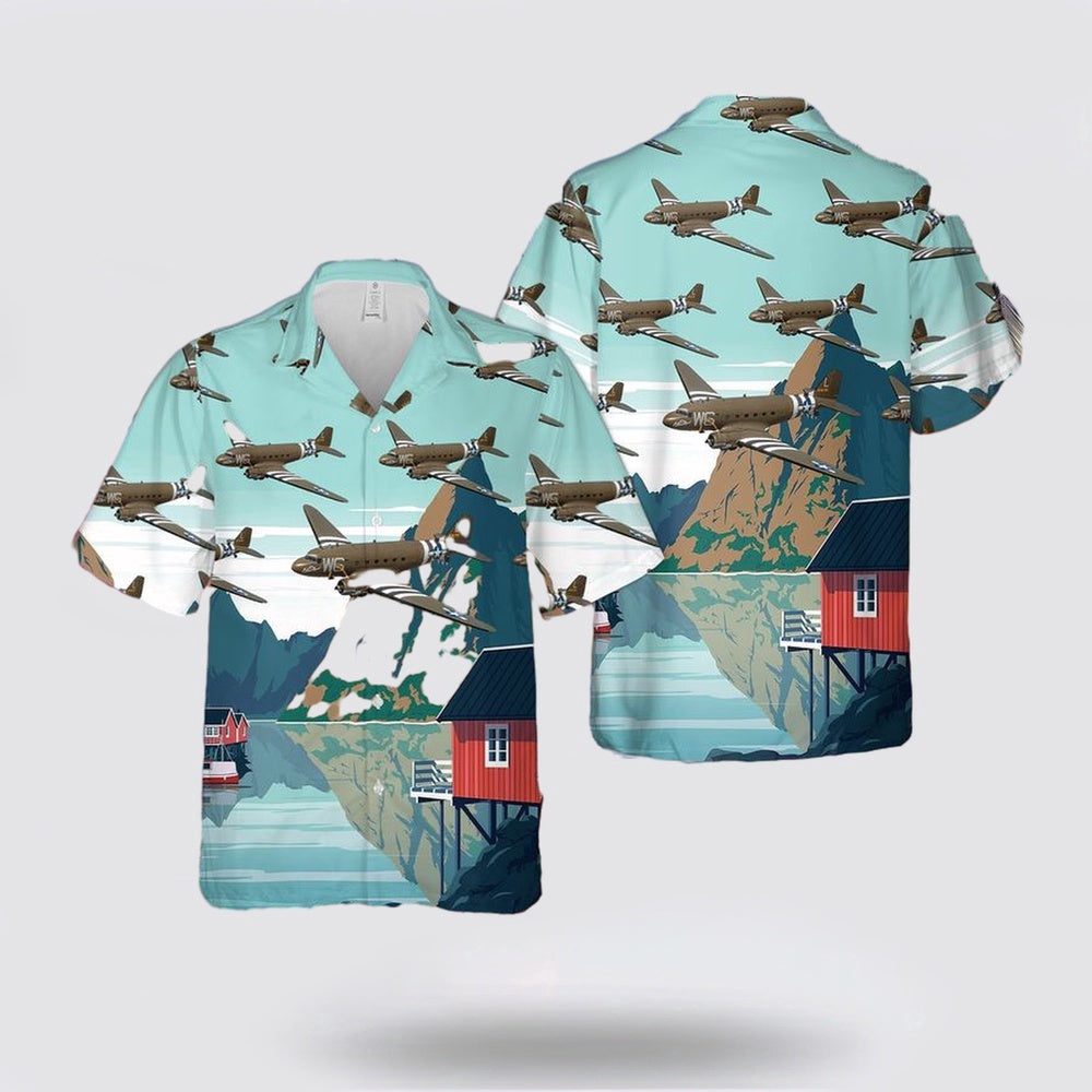 Army Hawaiian Shirt, US Army Douglas C-47 Skytrain Hawaiian Shirt, Military Hawaiian Shirt