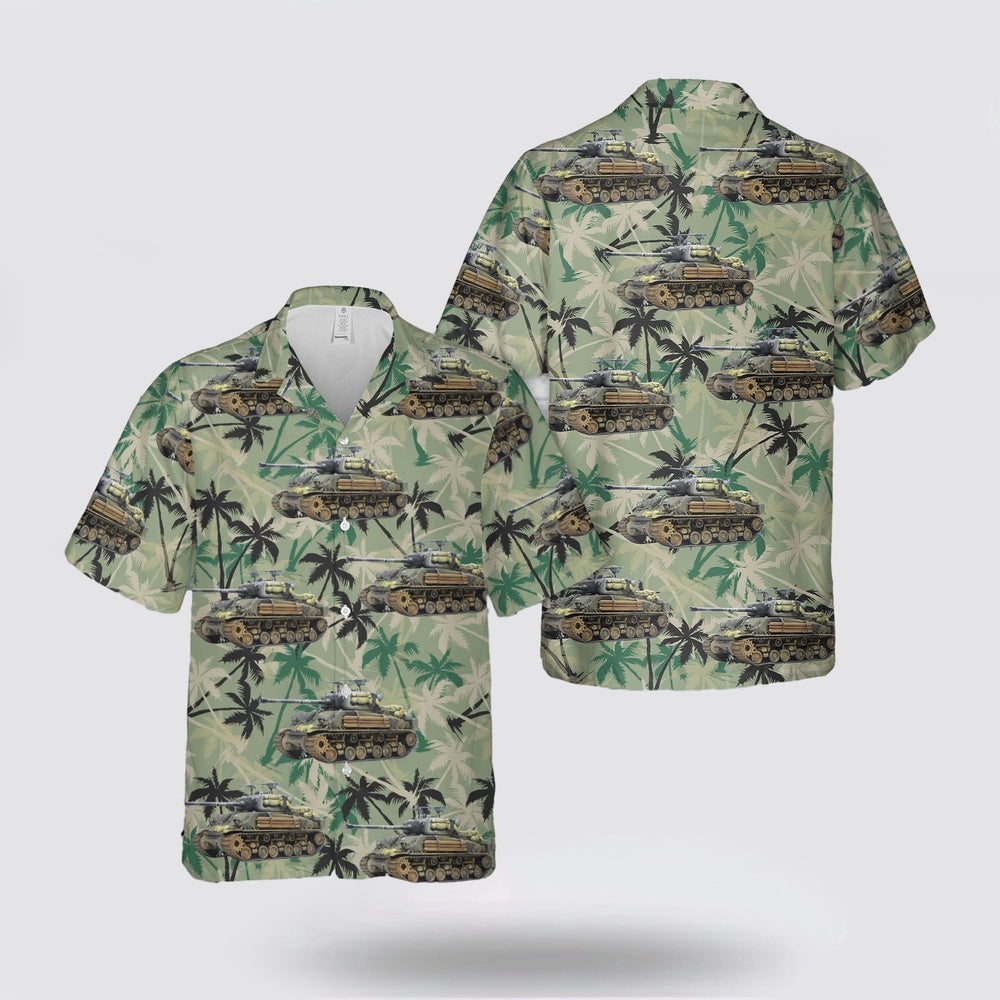 Army Hawaiian Shirt, US Army Easy Eight M4A3E8 Sherman tank WW2 Hawaiian Shirt