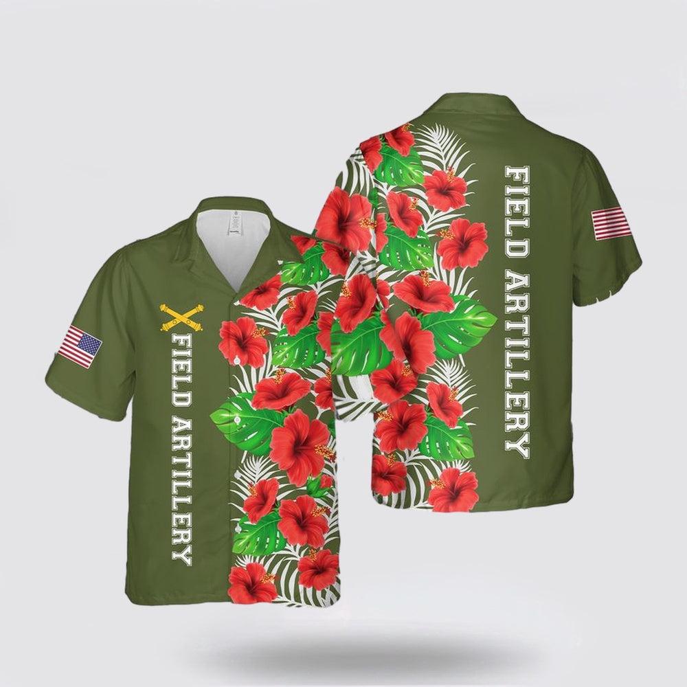 Army Hawaiian Shirt, US Army Field Artillery Branch Badge Hawaiian Shirt