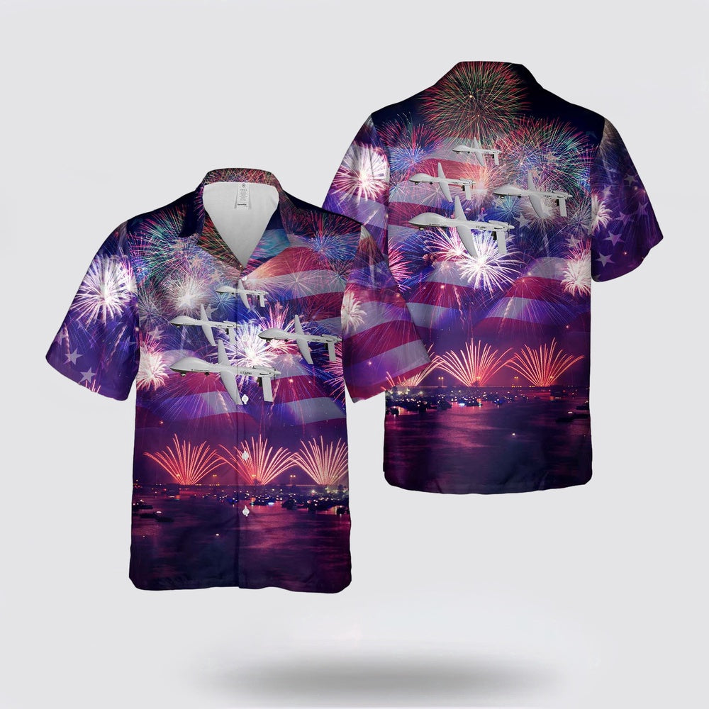 Army Hawaiian Shirt, US Army General Atomics MQ-1C Gray Eagle, 4th Of July Hawaiian Shirt, Military Hawaiian Shirt