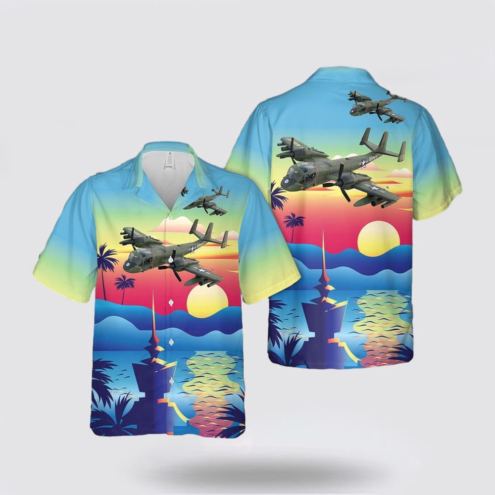 Army Hawaiian Shirt, US Army Grumman OV-1A Mohawk Hawaiian Shirt, Military Hawaiian Shirt