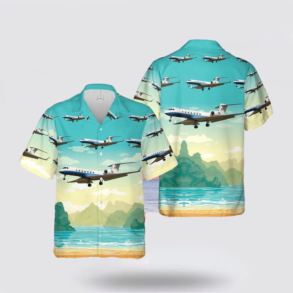 Army Hawaiian Shirt, US Army Gulfstream C-37B Hawaiian Shirt, Military Hawaiian Shirt