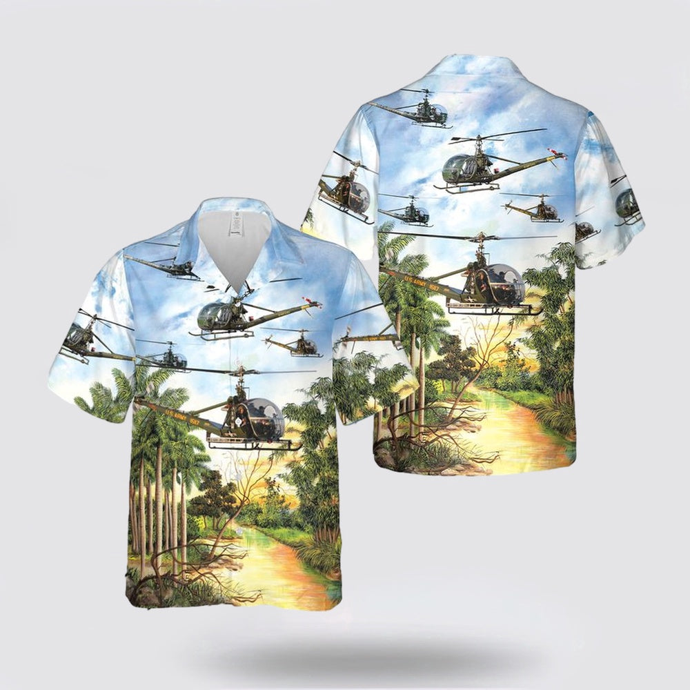 Army Hawaiian Shirt, US Army Hiller OH-23 Raven Hawaiian Shirt