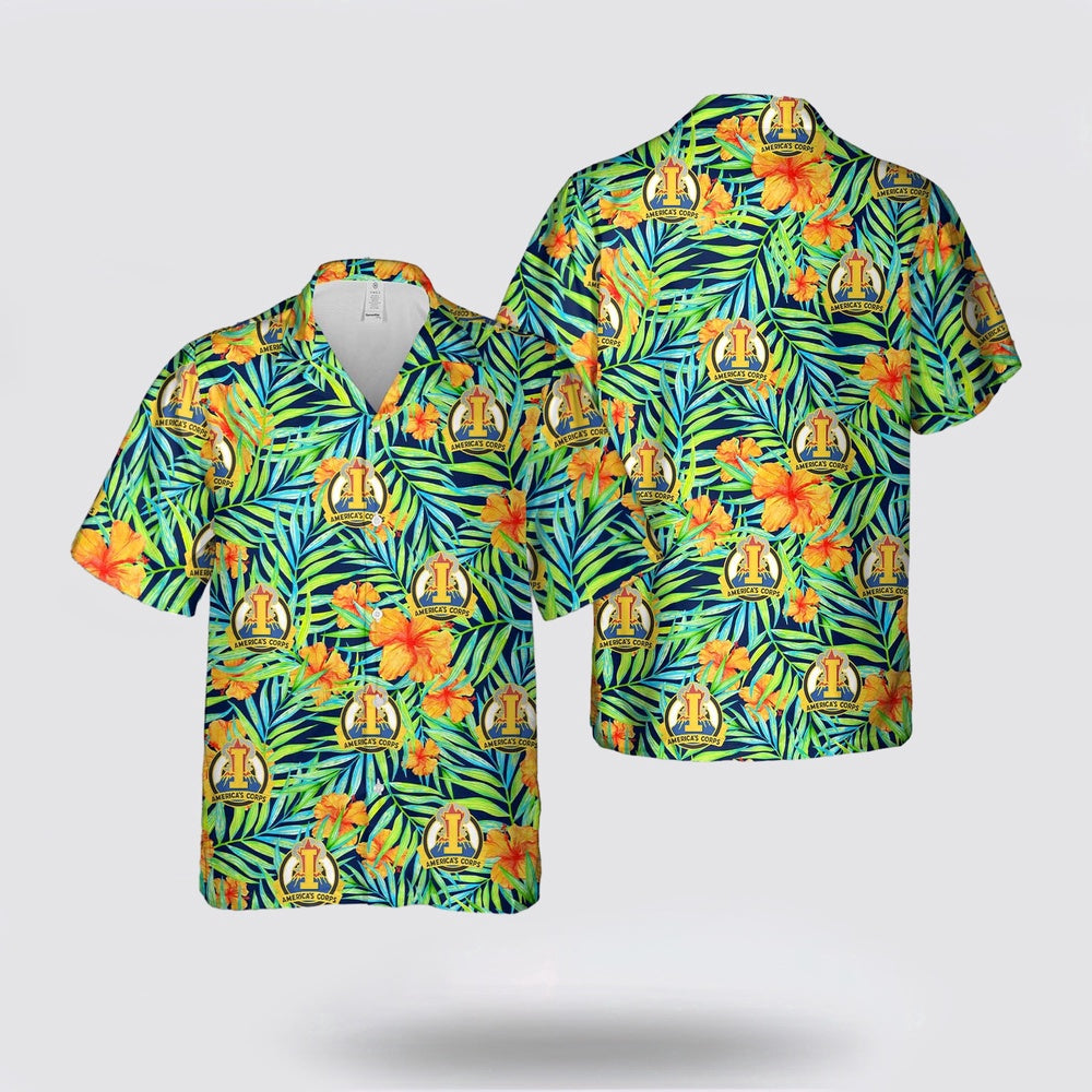 Army Hawaiian Shirt, US Army I Corps Unit Crest Hawaiian Shirt