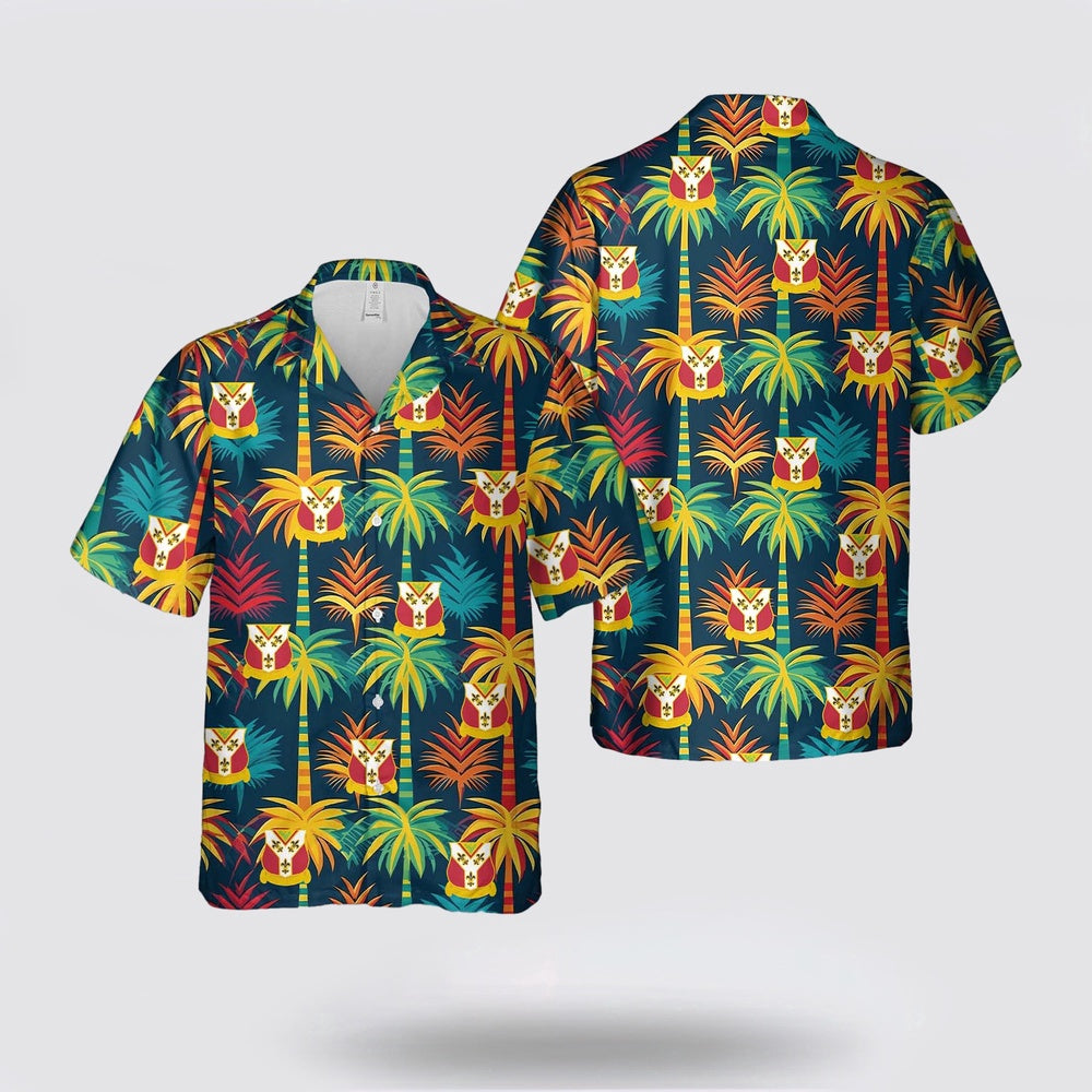 Army Hawaiian Shirt, US Army Illinois Army National Guard, 122nd Field Artillery Regiment (122nd FAR) Hawaiian Shirt