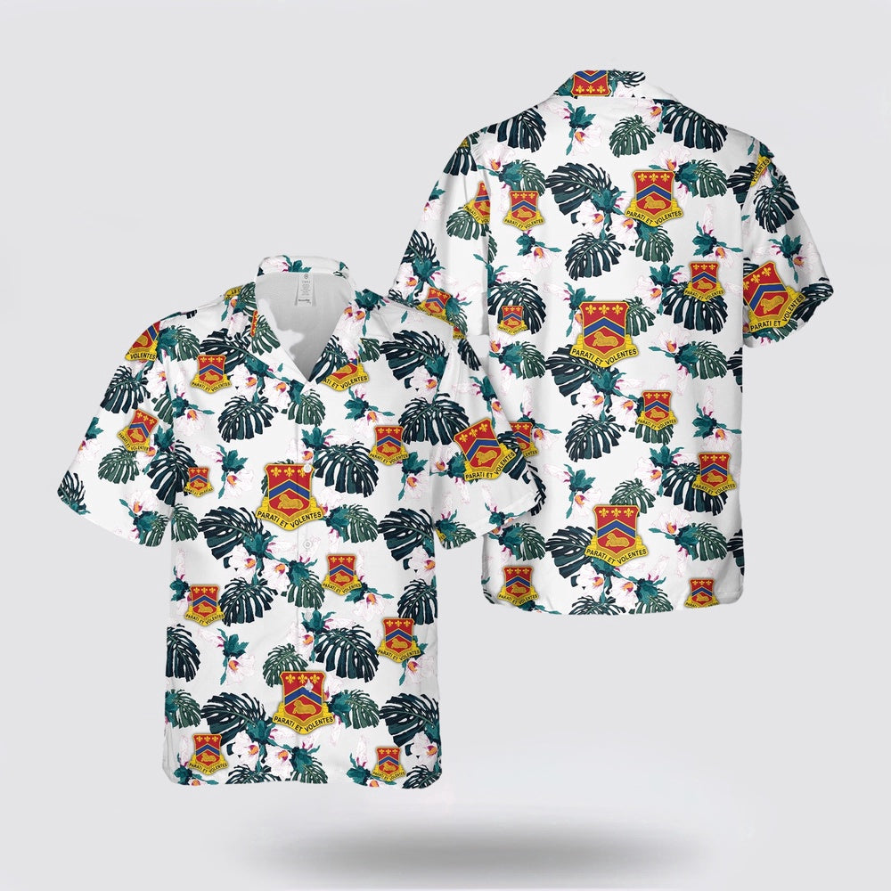 Army Hawaiian Shirt, US Army Illinois Army National Guard, 123rd Field Artillery Regiment (123rd FAR) Hawaiian Shirt