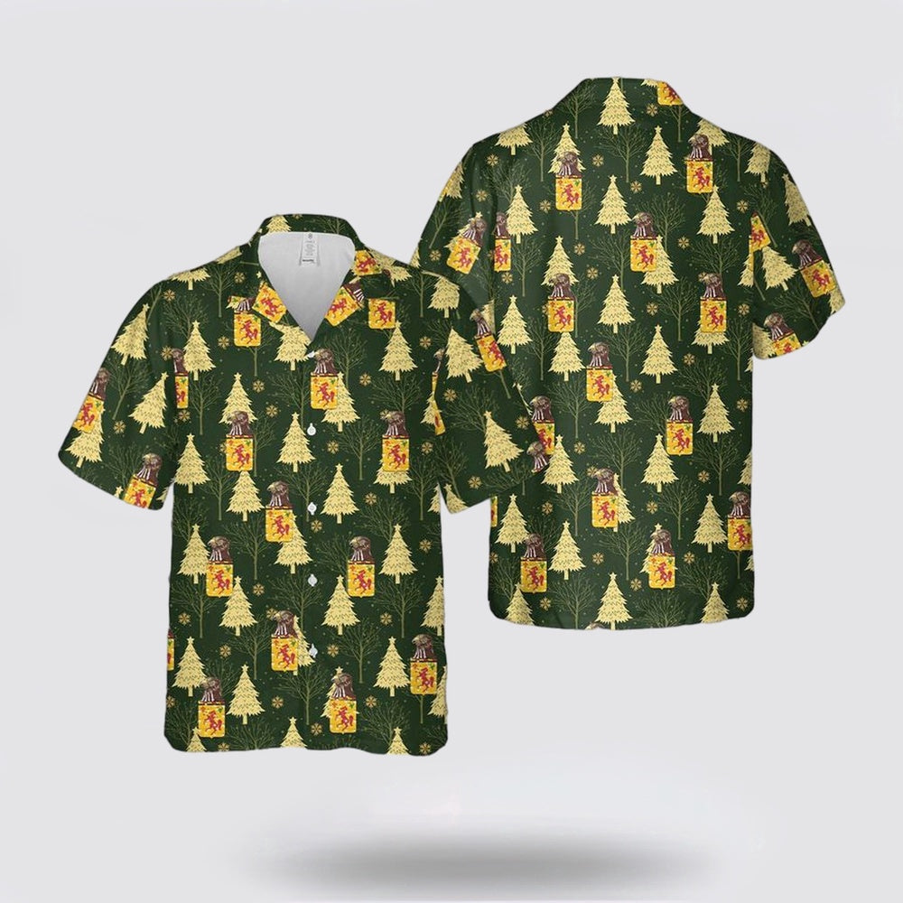 Army Hawaiian Shirt, US Army Iowa National Guard, 113th Cavalry Regiment  Red Horse Squadron Christmas Hawaiian Shirt