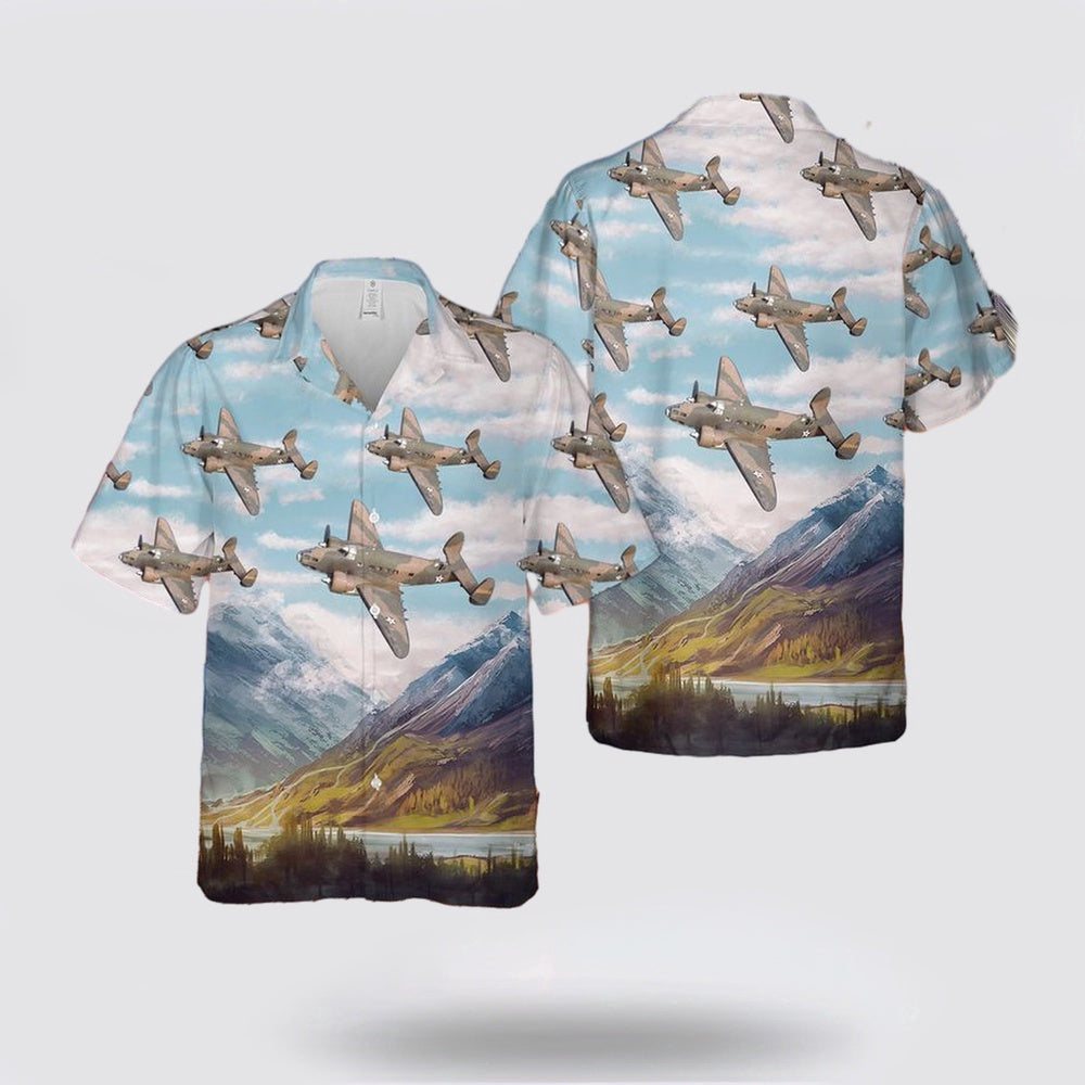 Army Hawaiian Shirt, US Army Lockheed A-29-LO Hudson Hawaiian Shirt, Military Hawaiian Shirt