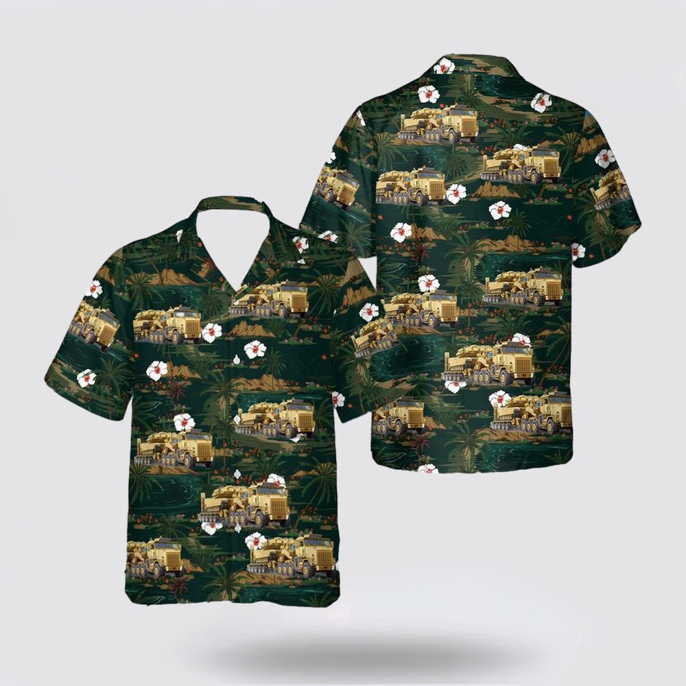 Army Hawaiian Shirt, US Army M1070 Truck Tractor & M1000 HET Semi-trailer Hawaiian Shirt