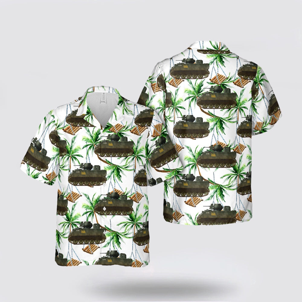 Army Hawaiian Shirt, US Army M113A1 ACAV “Ball Love” of the 1st Squadron, 11th Armoured Cavarly Regiment 1960s Hawaiian Shirt