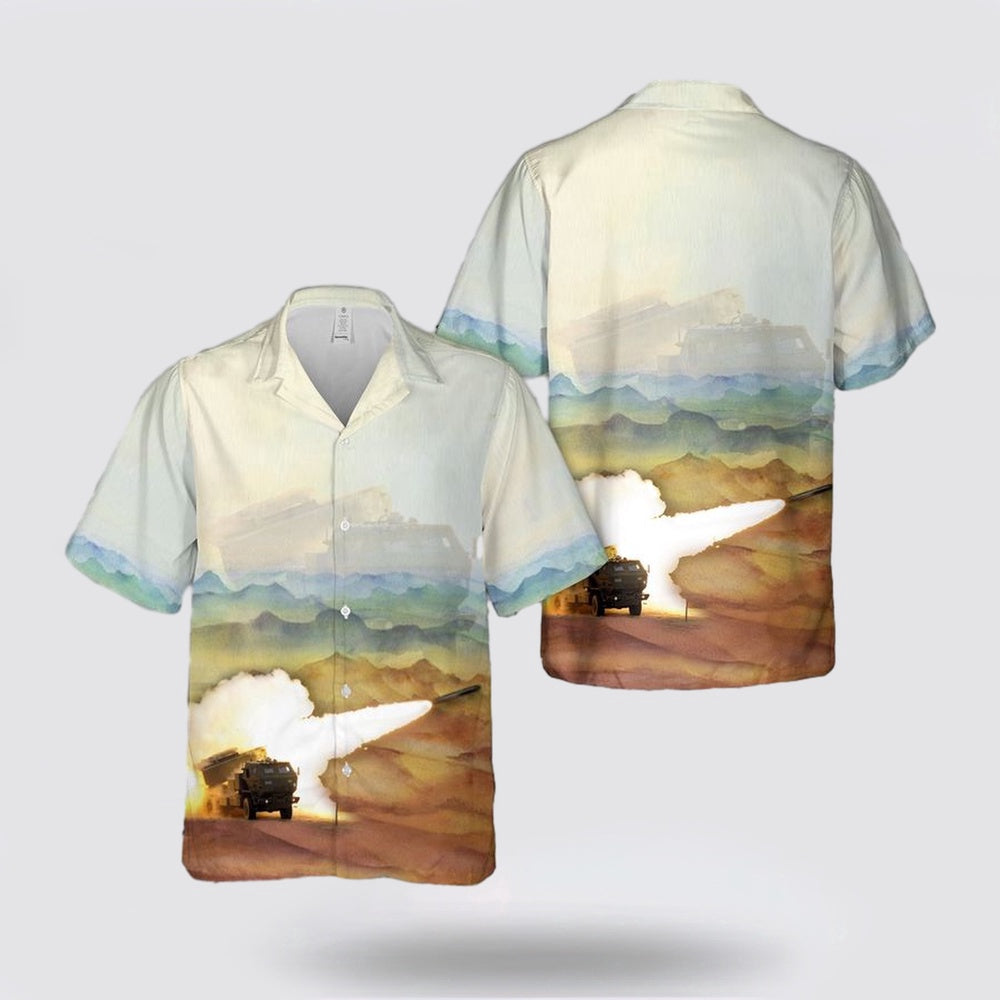 Army Hawaiian Shirt, US Army M142 HIMARS 5th Battalion, 113th Field Artillery Regiment Of North Carolina Army National Guard Hawaiian Shirt