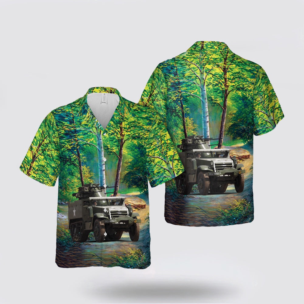 Army Hawaiian Shirt, US Army M16 Half-track (anti-aircraft) Hawaiian Shirt