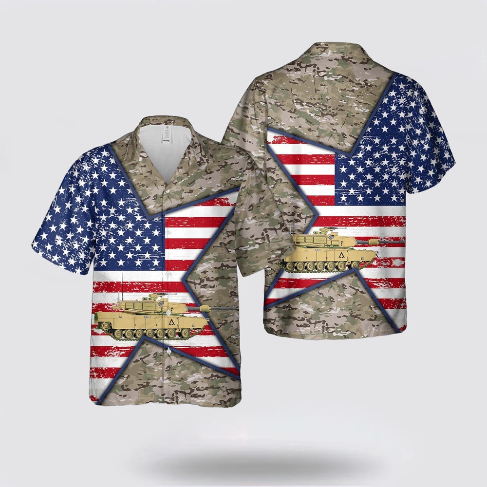 Army Hawaiian Shirt, US Army M1A1 Abrams Hawaiian Shirt, Military Hawaiian Shirt
