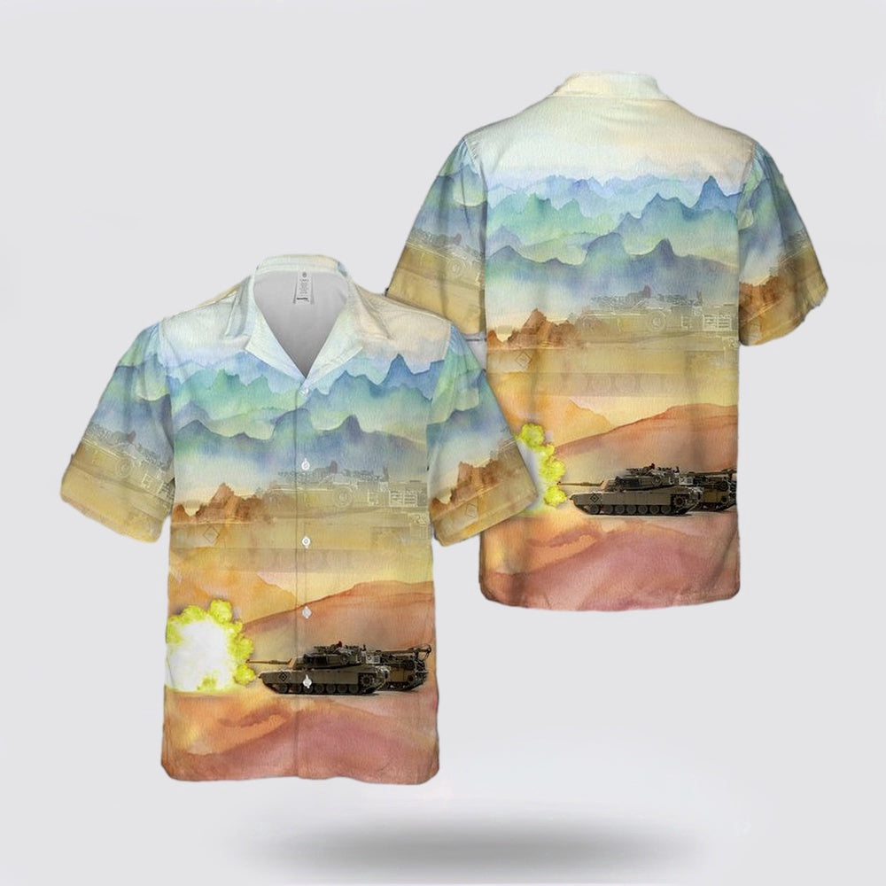 Army Hawaiian Shirt, US Army M1A1 Abrams Tank Fires Hawaiian Shirt