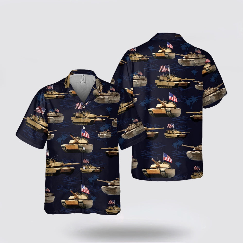 Army Hawaiian Shirt, US Army M1A1 Abrams Tank July 4th Pocket Hawaiian Shirt