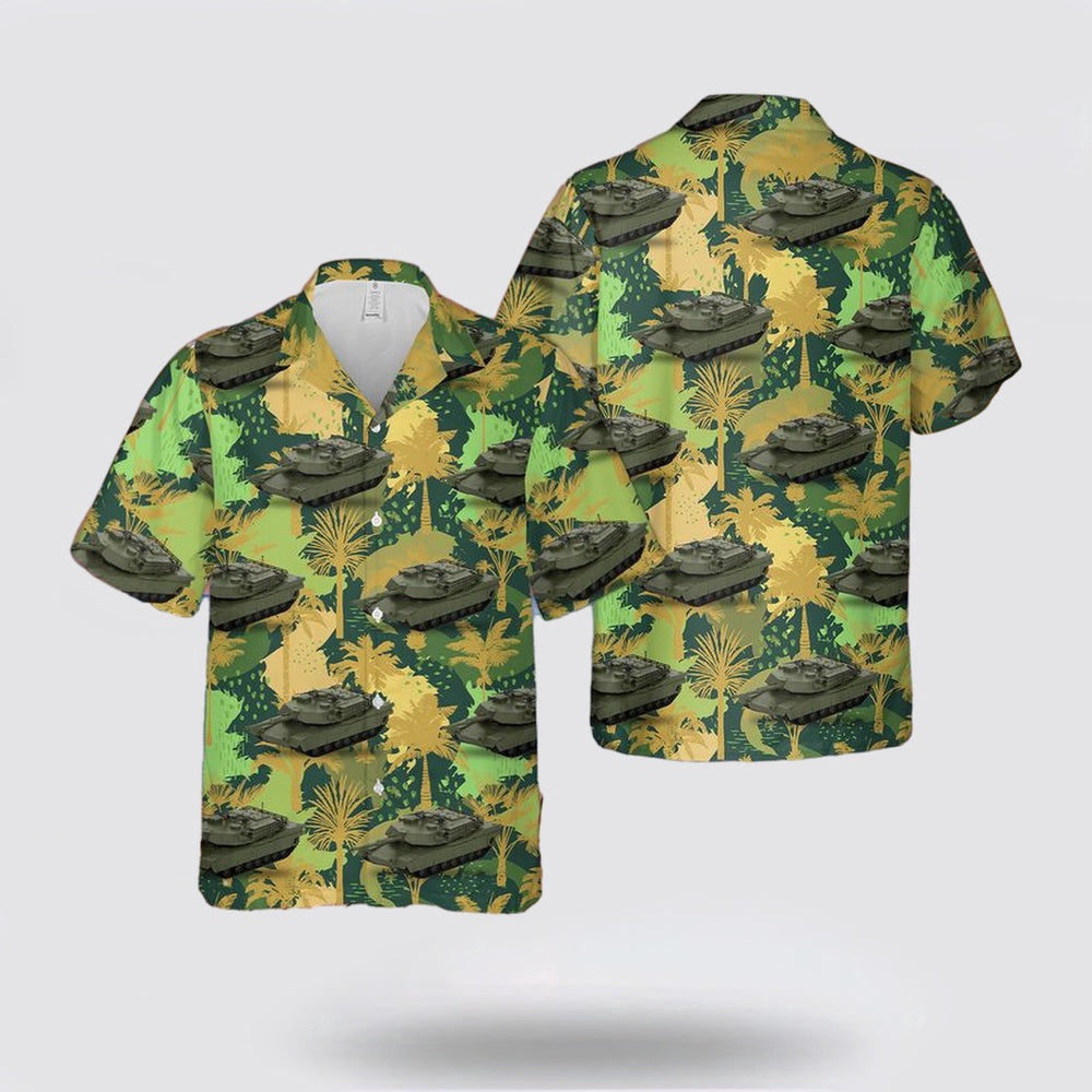 Army Hawaiian Shirt, US Army M1A1 Residence Mainland 1988 Die Cast Military Land Vehicles Hawaiian Shirt