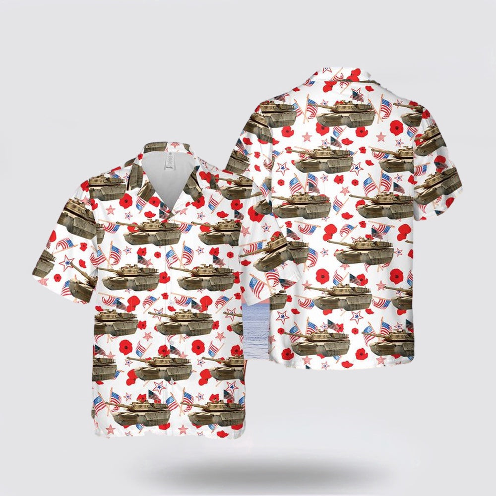Army Hawaiian Shirt, US Army M1 Abrams Tank 4th Of July Hawaiian Shirt, Military Hawaiian Shirt
