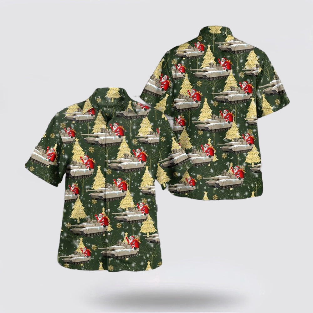 Army Hawaiian Shirt, US Army M1 Abrams Tank Christmas Hawaiian Shirt, Military Hawaiian Shirt