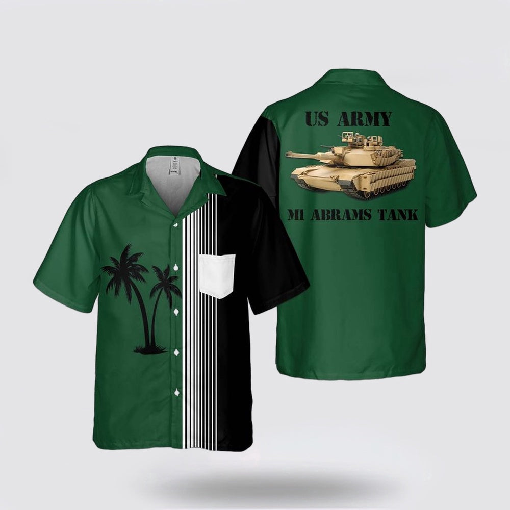 Army Hawaiian Shirt, US Army M1 Abrams Tank Pocket Hawaiian Shirt, Military Hawaiian Shirt