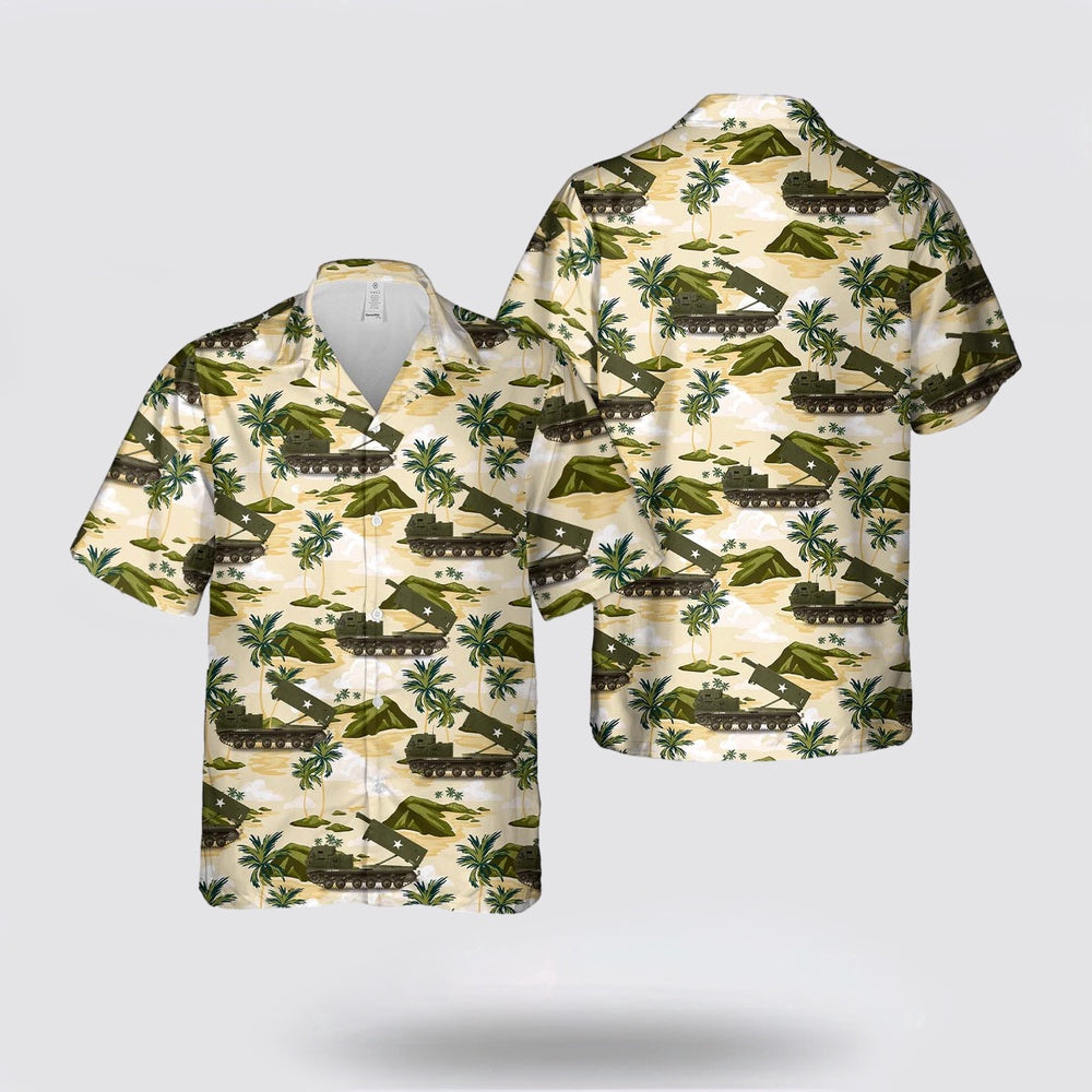 Army Hawaiian Shirt, US Army M270 MLRS in 1982, early testings Hawaiian Shirt