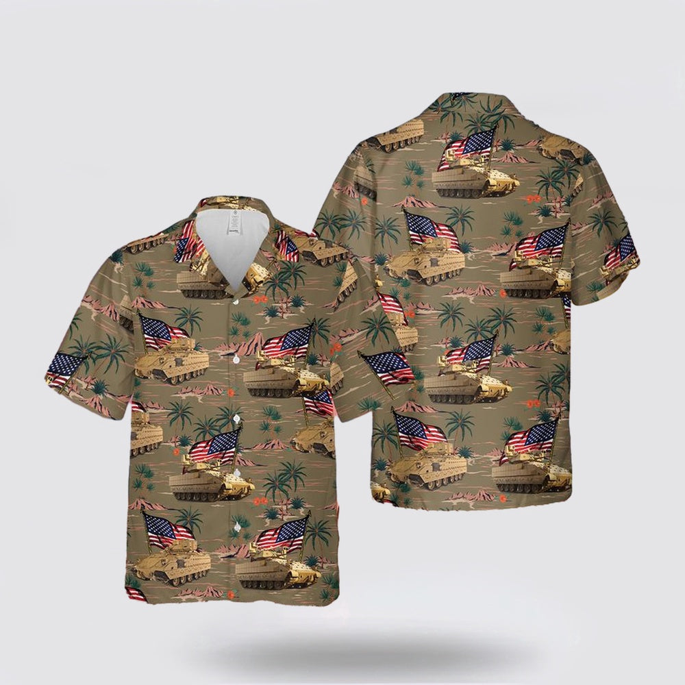 Army Hawaiian Shirt, US Army M2A3 Bradley 4th Of July Hawaiian Shirt