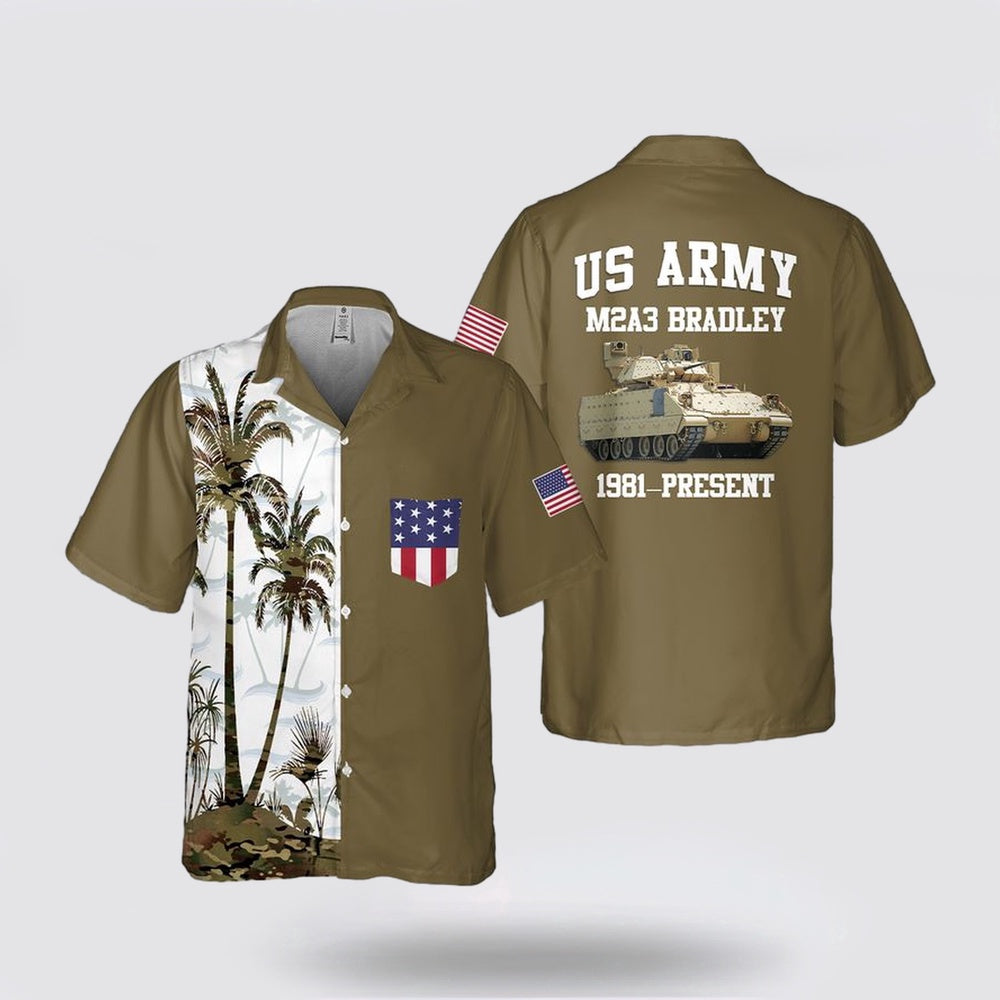 Army Hawaiian Shirt, US Army M2A3 Bradley Pocket Hawaiian Shirt