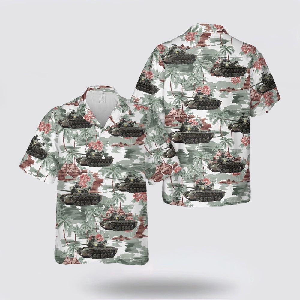 Army Hawaiian Shirt, US Army M48A2 combat ready Vietnam War Hawaiian Shirt