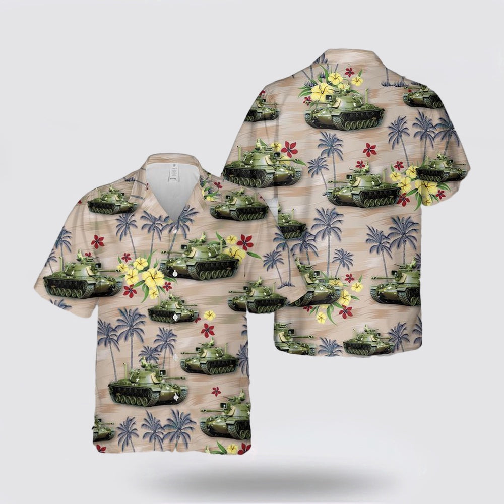 Army Hawaiian Shirt, US Army M48A3 Patton Hawaiian Shirt