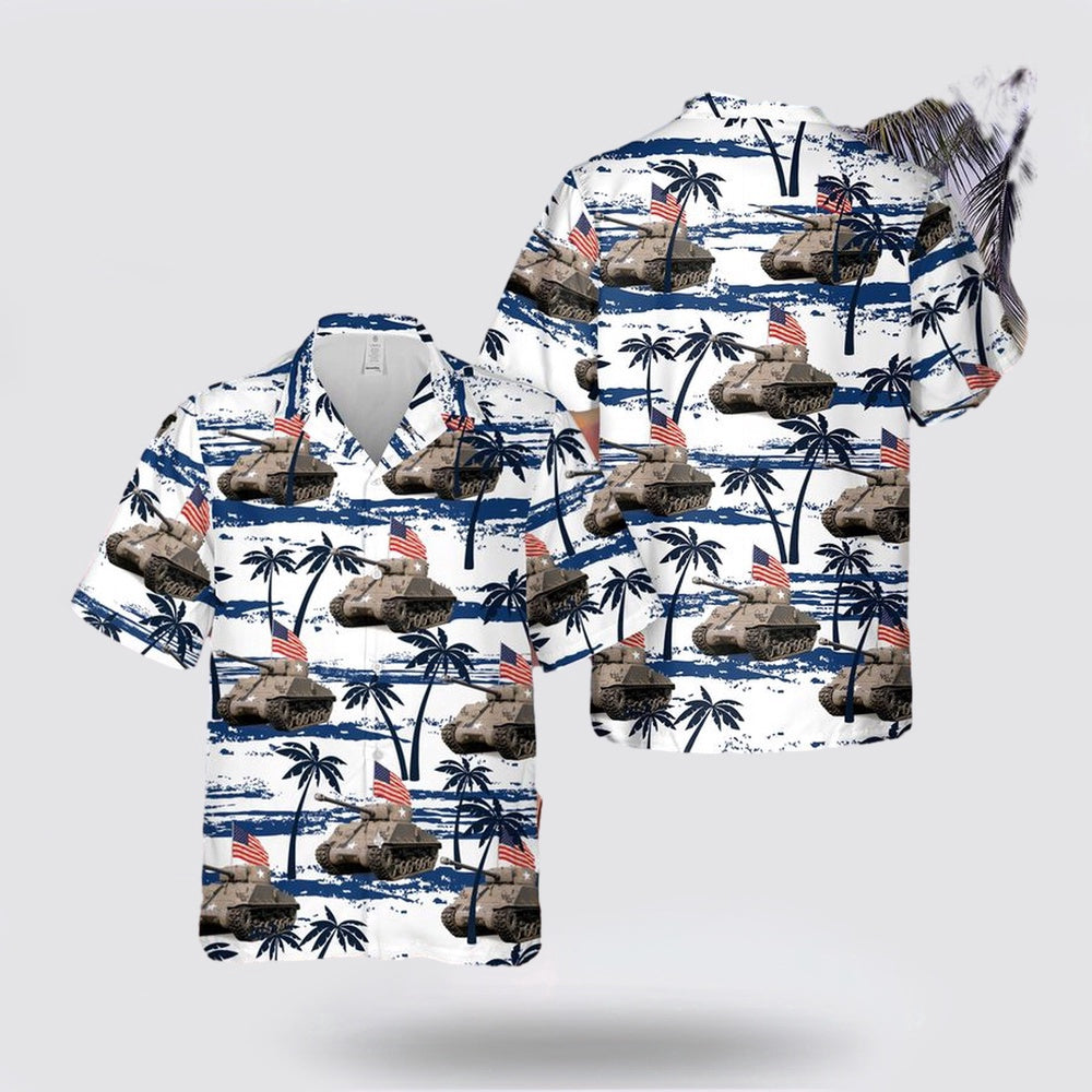 Army Hawaiian Shirt, US Army M4A3(76)W HVSS, 4th Of July Hawaiian Shirt