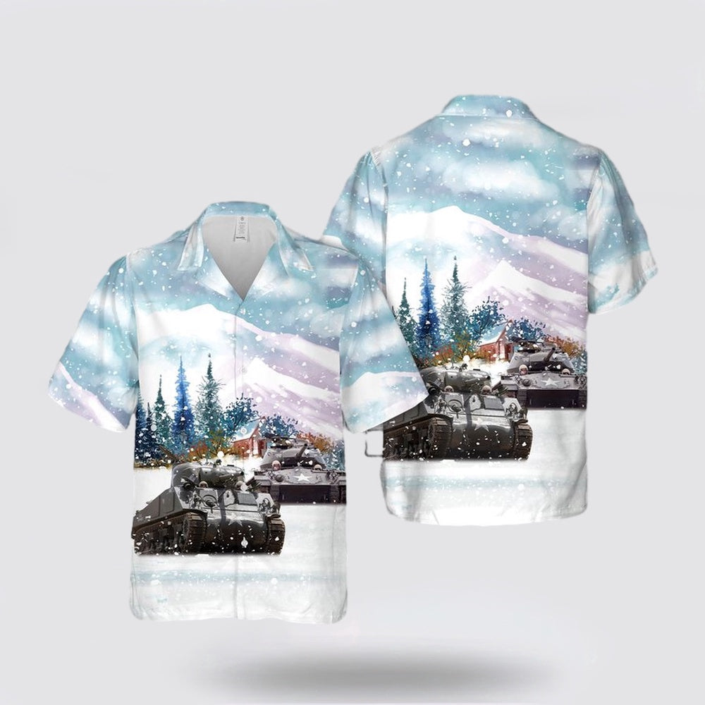 Army Hawaiian Shirt, US Army M4A3 Sherman Christmas Hawaiian Shirt