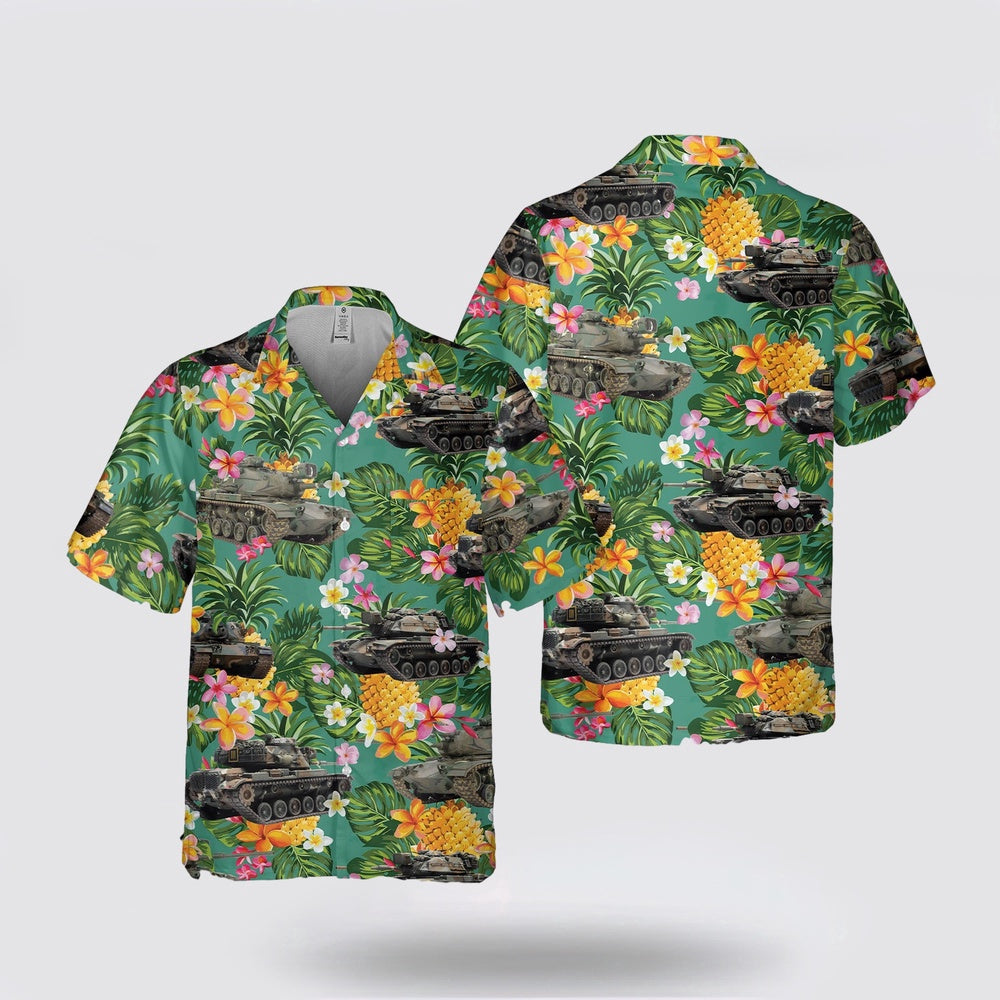 Army Hawaiian Shirt, US Army M60A1 Tank Pocket Hawaiian Shirt