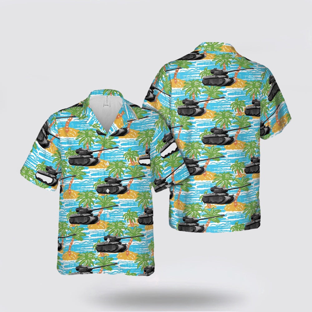 Army Hawaiian Shirt, US Army M6A2E1 showing the long 105 mm gun and massive turret Hawaiian Shirt